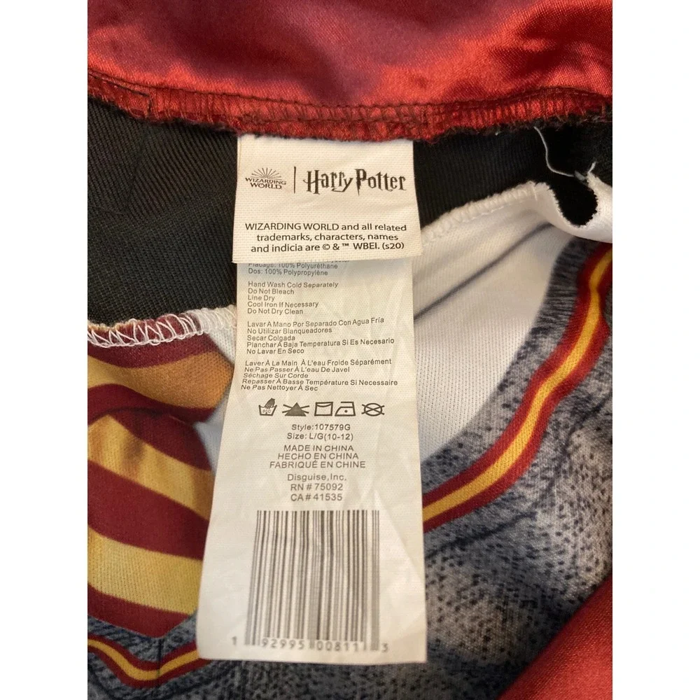 Harry Potter Gryffindor Robe Costume Kids Large 10-12 Black Burgundy Hooded L